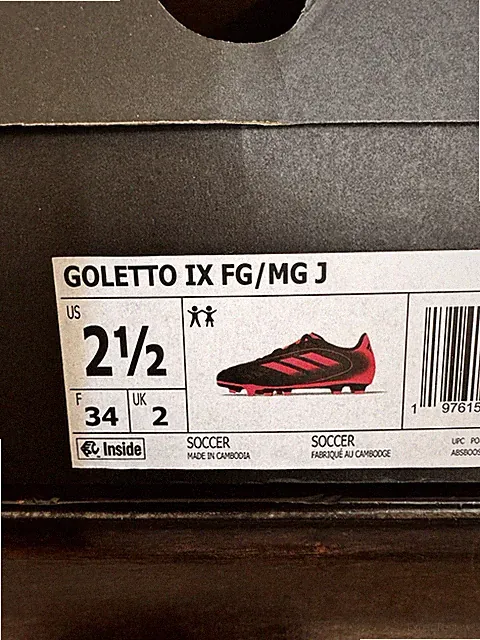 Brand New In Box Never Worn Kids Girls Adidas Goletto IX Cleats Size 2.5
