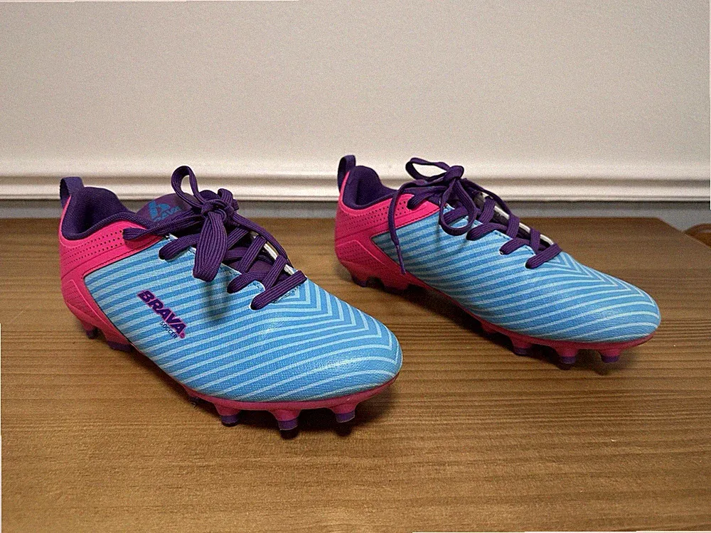 Brava Girls Soccer Cleats Size 6D Blue Pink Purple Youth Lace Up 160578