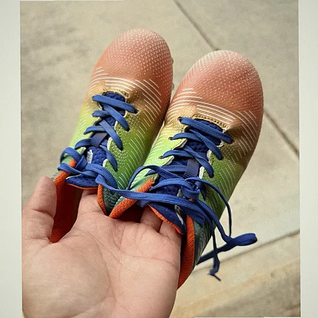 Brava Multi-Color Soccer Cleats Lace-Up with Blue Laces