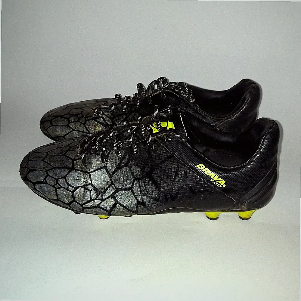 Brava Soccer Cleats Black with Yellow Studs and Yellow Accents