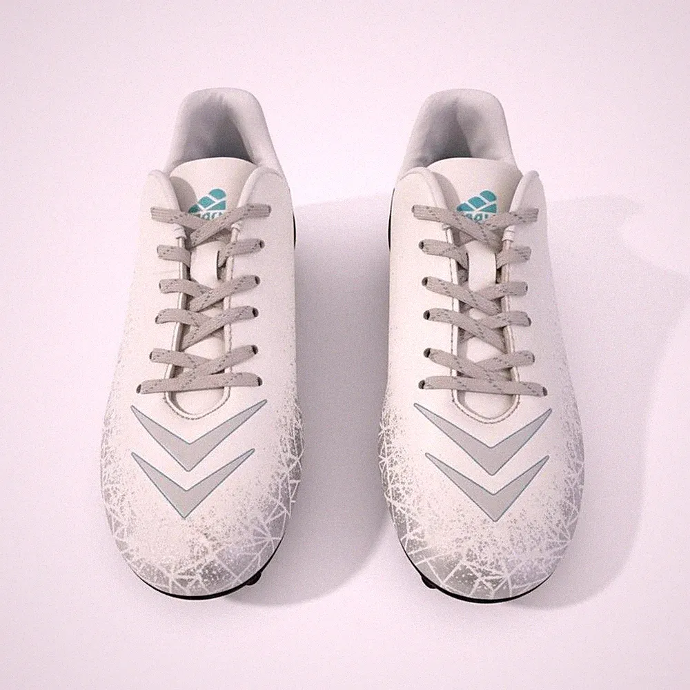 Brava Soccer Cleats Girls 4.5 White & Blue Synthetic Lace-Up Sports Shoes