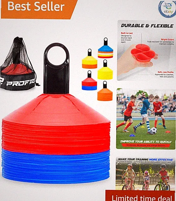 Bright 50 Pack Pro Disc Cones in Blue & Red - Perfect for Multi-Sport Training