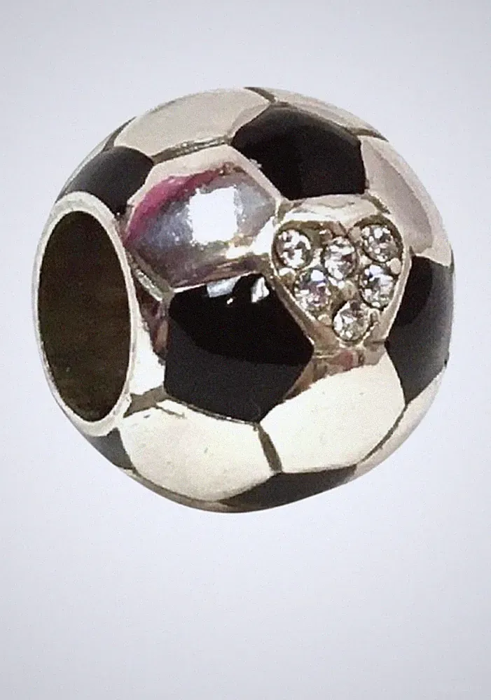 Brighton Soccer Ball Bead, J98222, Silver Finish, Crystals, Enamel, New