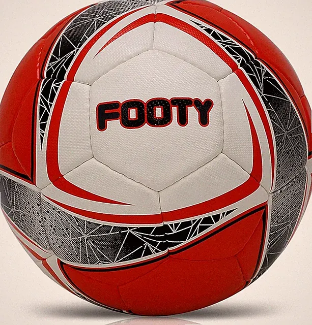 Brisko Footy Soccer Ball Size 5 Hand Stitched Red Leather Training - Football