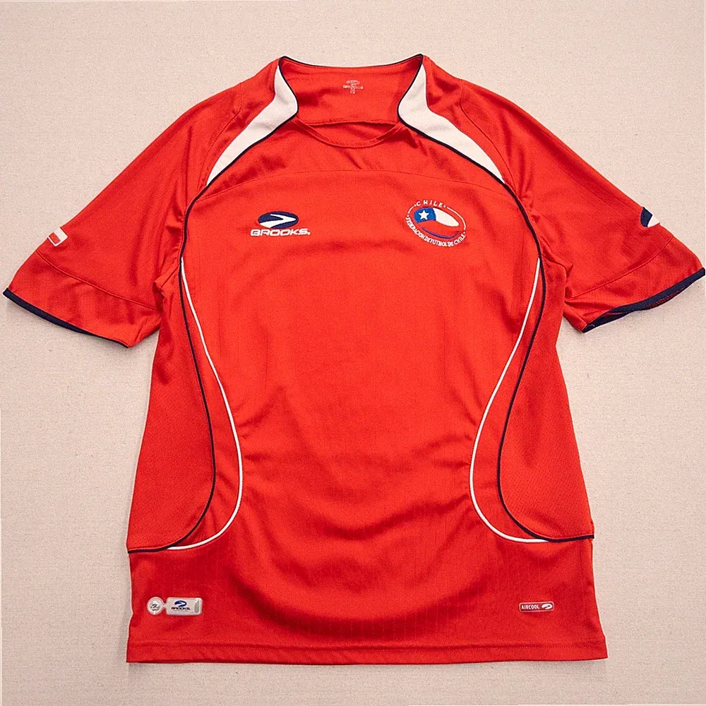 Brooks Chile National Team Soccer Jersey Red Medium 2007 Vintage Football Shirt