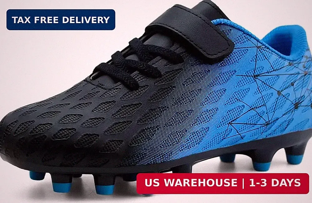 brooman Kids Firm Ground Soccer Cleats Boys Girls Athletic Outdoor Football Shoe