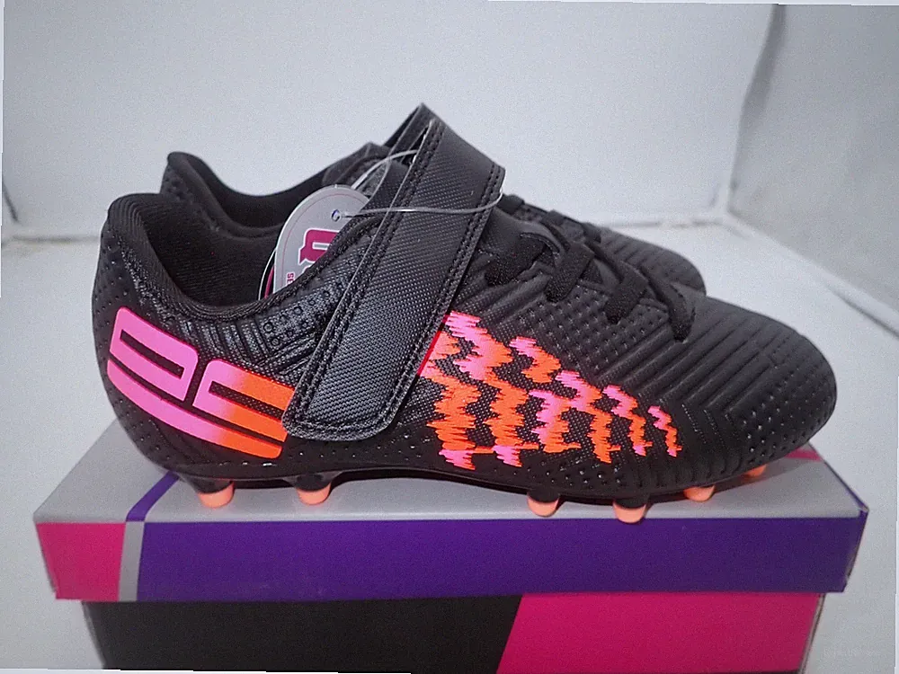 brooman Kids Firm Ground Soccer Cleats Football Shoes Size 13 Black/Orange