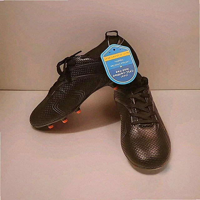 Brooman Kids Soccer Cleats Boys ~ Girls Outdoor Football Shoes Size 5 New Black