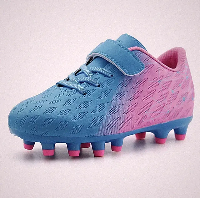 Brooman Unisex Kids Firm Ground Soccer Cleats Blue/Pink US 1 EUR 32 S01F018