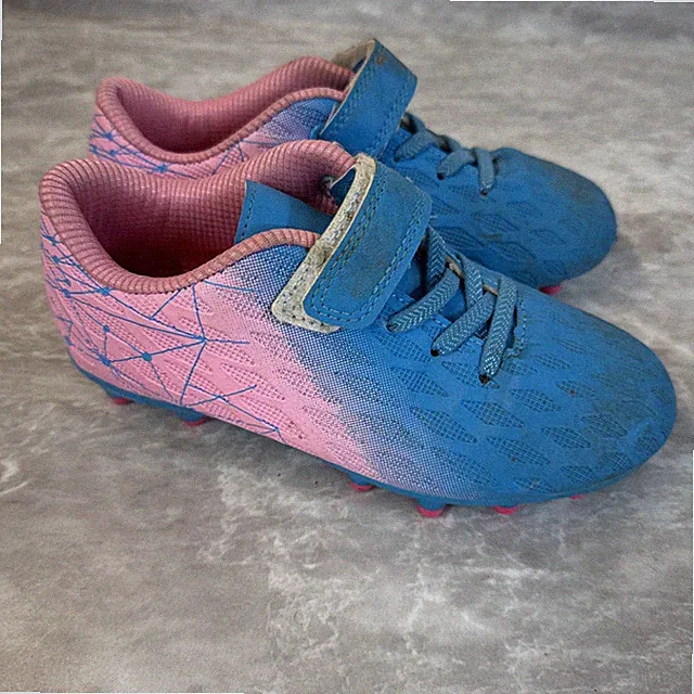 Brooman Unisex Kids Firm Ground Soccer Cleats Blue/Pink US 12