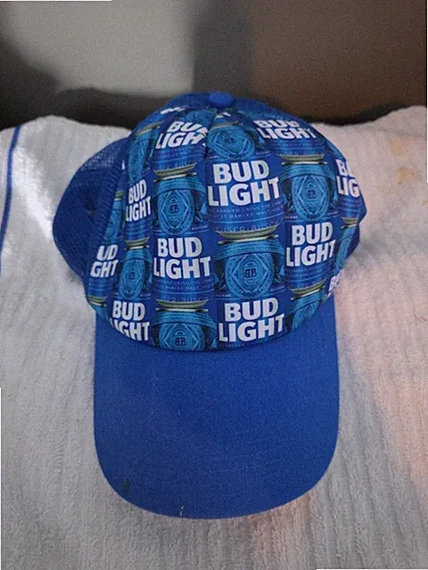 Bud Light blue trucker mesh cap snap back one size fits most