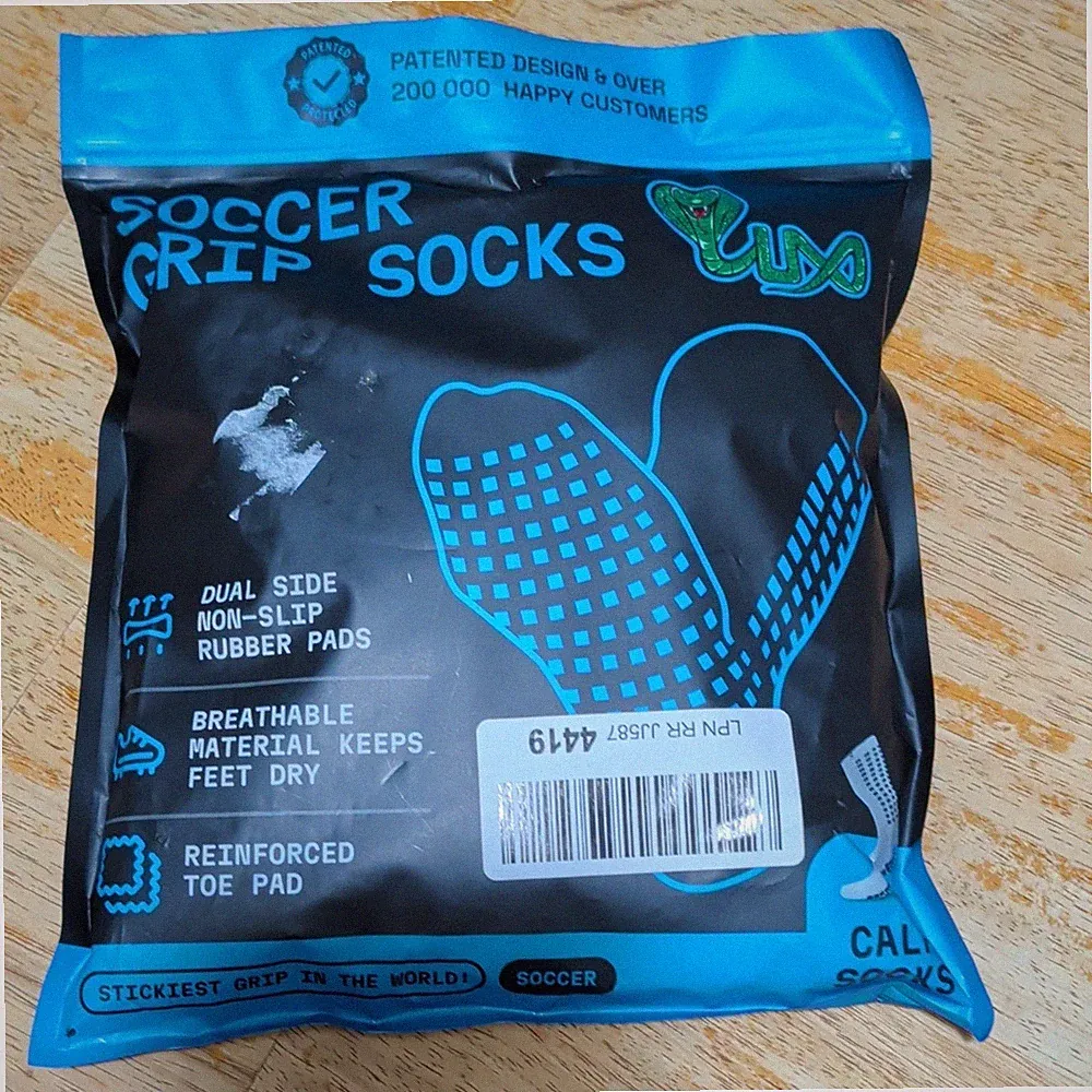 Calfium Soccer Grip Socks 2 Pairs Non-Slip Rubber Pads White