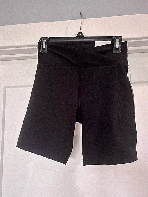 Calvin Klein Performance Black Embrace High Waist 9” Stretch Shorts + Pocket NWT