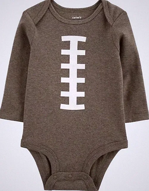 Carter’s Baby 3Mo Football Bodysuit Long-Sleeves One-Piece Snaps Pullover
