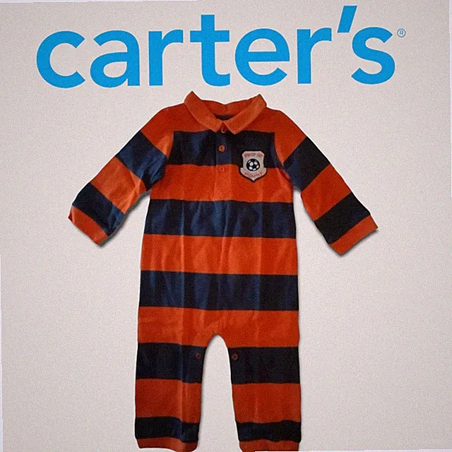 CARTER'S Baby Boy Striped Soccer Jumpsuit Coverall Romper 24 Months NWT