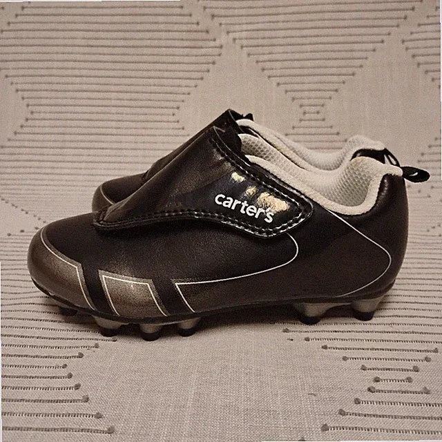 Carter's Black Youth Soccer Cleats with White Accents Boys Size 8