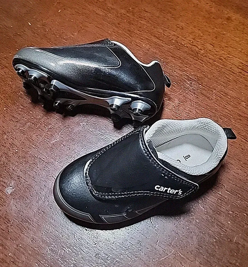Carter's Fica Sport Cleat Soccer Shoes Unisex Black Toddler Size 8 Hook Loop