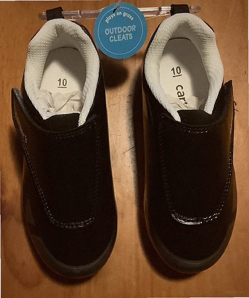 Carter Soccer Cleats UNISEX BLACK Low Top Shoes US SZ 10 Child HOOK & STRAP