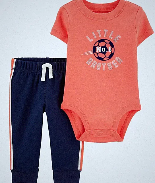 Carters 2 Piece Little Brother Soccer Bodysuit Pant Set 6 Months #511