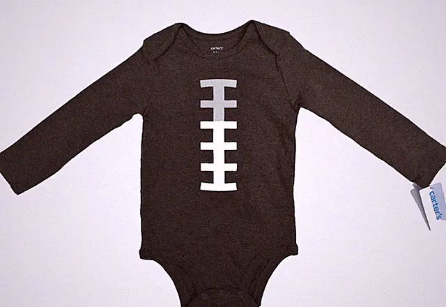 Carters Baby Football Collectible Bodysuit Long Sleeve Lace Print Boys Size 3m