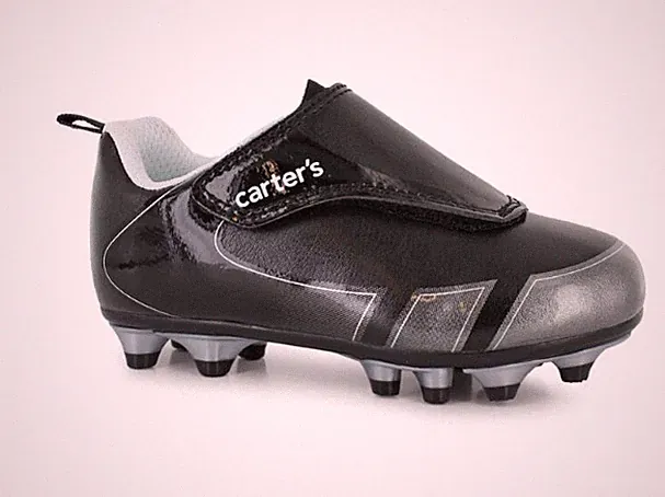 Carters Fica LITTLE BOYS Hook Loop Soccer Cleats Sneaker Black/Silver BRAND NEW