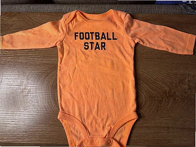 Carters Orange Long Sleeve “Football Star” Bodysuit Size 6M
