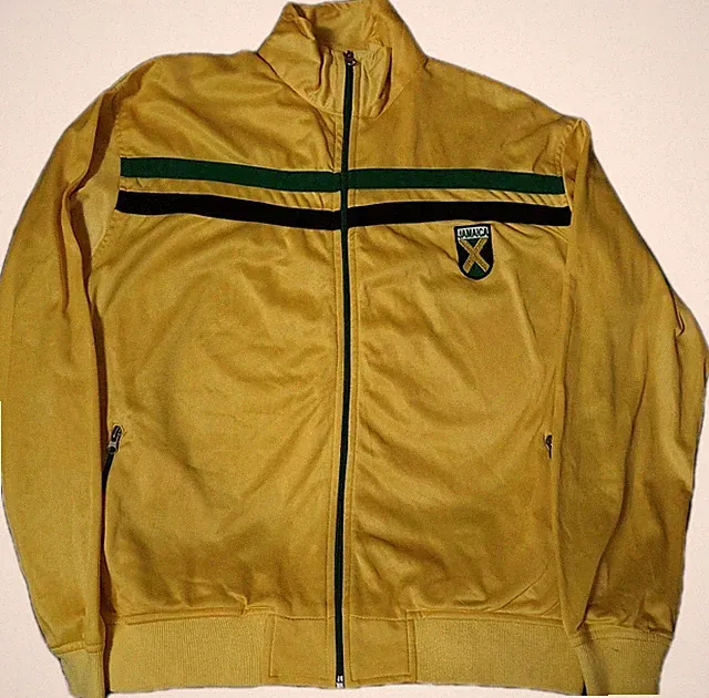 Casual Gear JAMAICA Soccer Football Full Zip Jacket Pockets Yellow Mens XL 26x24