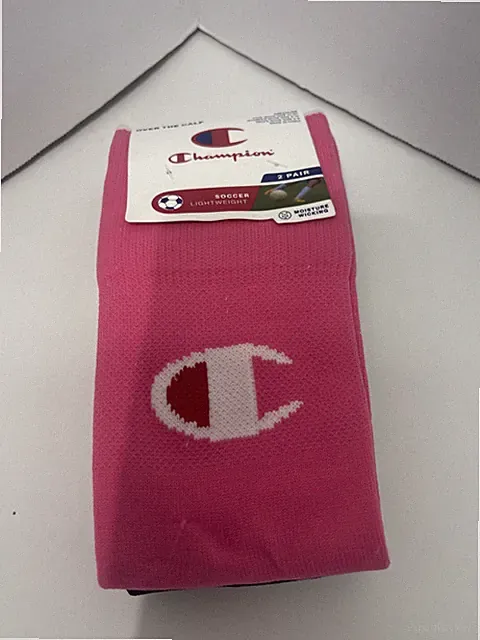 Champion Performance Soccer Socks - 2 pair - Size M Pink And Black Athletic