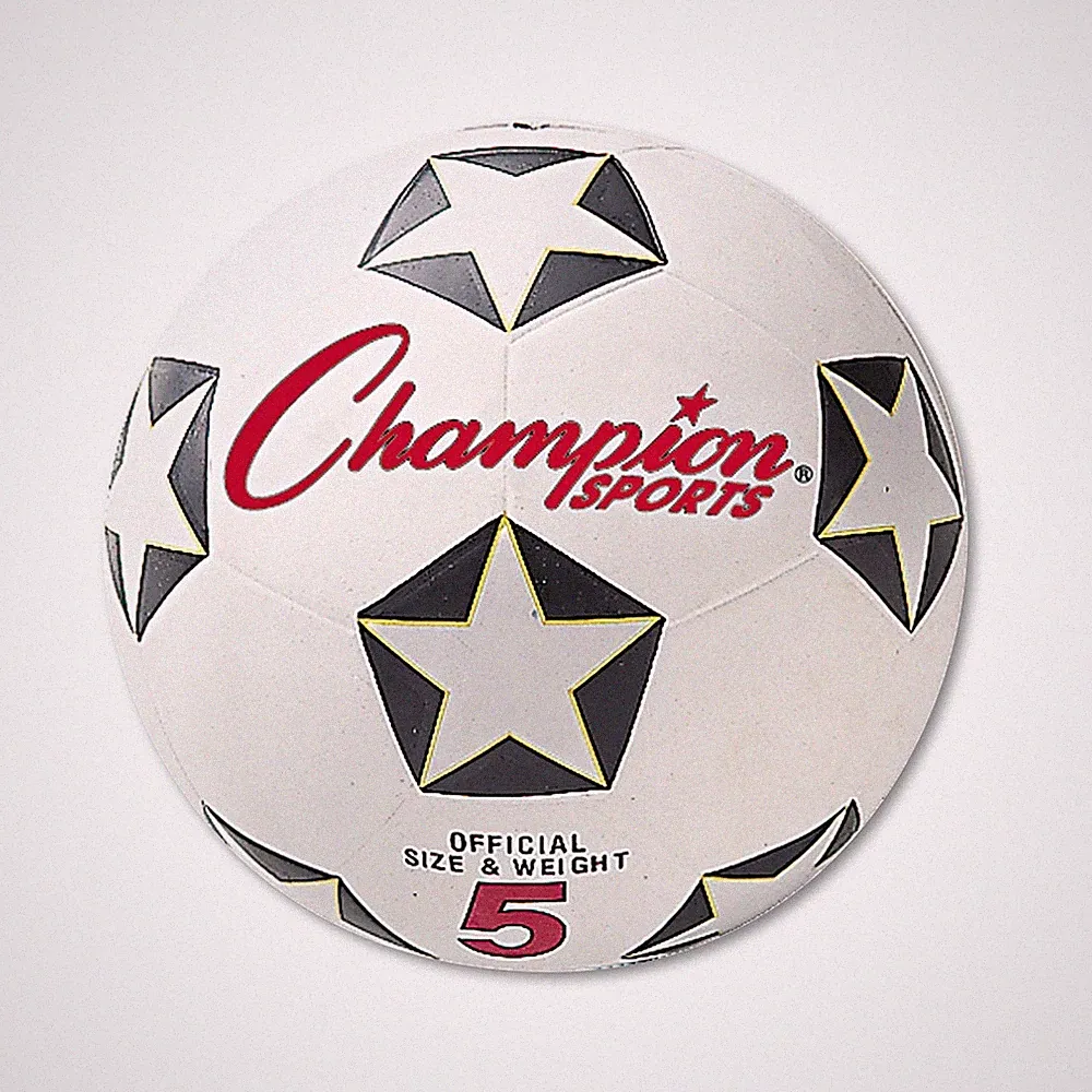 Champion Sports Rubber Soccer Ball – Standard Size 5, White/Black/Red