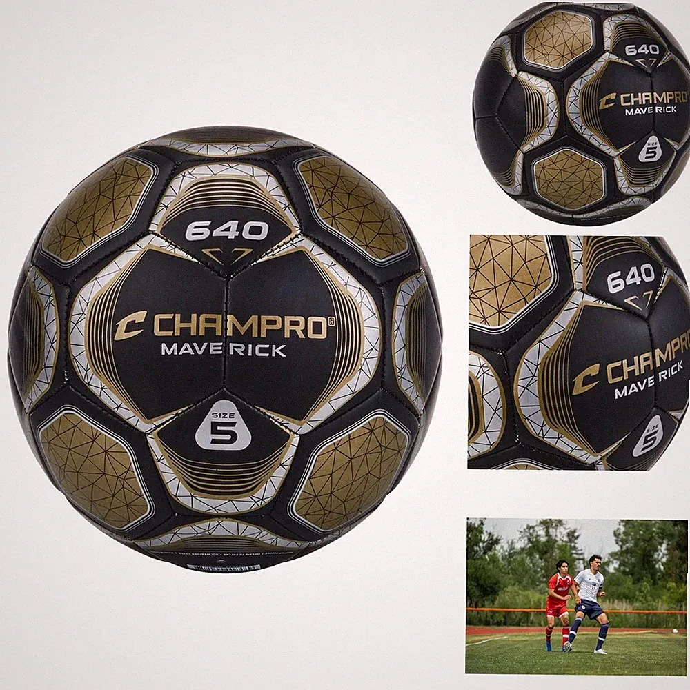 Champro Maverick Soccer Ball, Size 3, Black, Vegas Gold SB643BVG