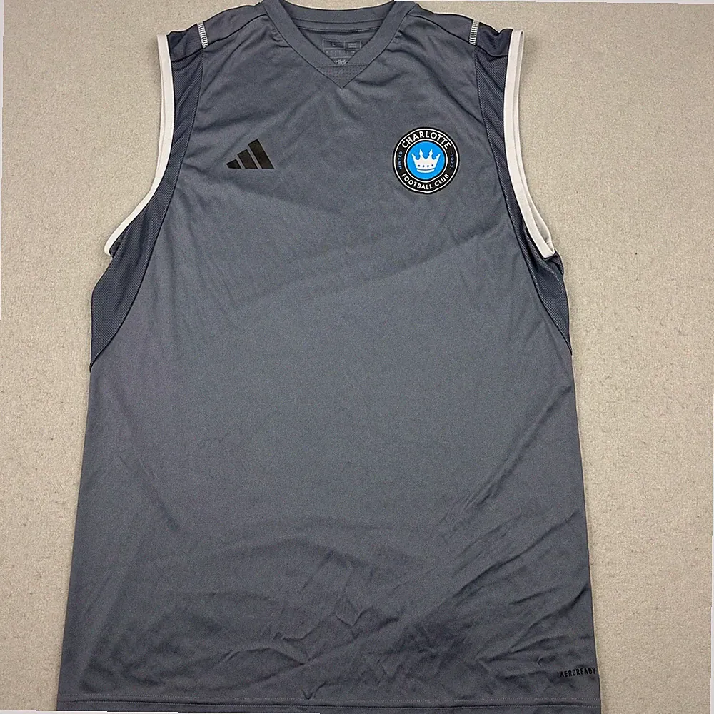 Charlotte FC Jersey Men Large Grey Adidas Soccer Training Top Sleeveless L