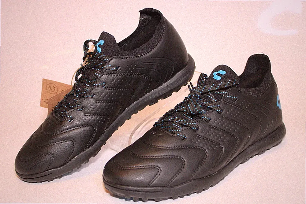 Charly Black Leather Turf Soccer NEW Mens US 7.5 MX 25.5 Encore Shoes 1086367