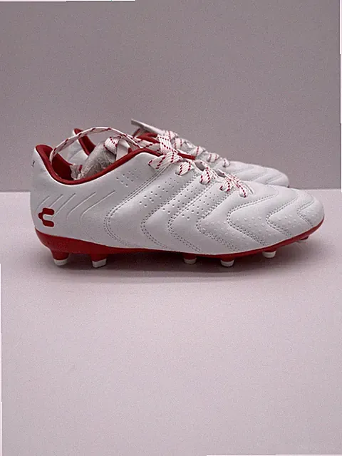 Charly Encore FG Mens Soccer Cleats Size 5 White With Red Highlight New