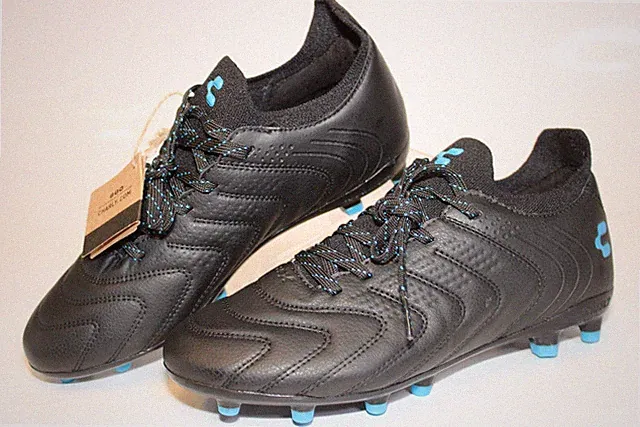 Charly FG Soccer Cleats NEW Black Leather Blue Mens US 7 MX 25 Encore 1086361