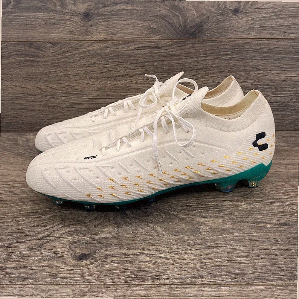 Charly Kinetik PFX Soccer Cleats Mens 9.5 White Teal Gold 1087383 Professional