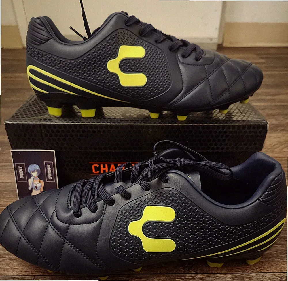Charly Legendario 2.0 Leather FG Futbol Soccer Cleats Blue/Lime Green Size 11