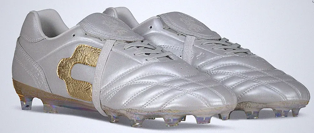 Charly Legendario PFX Leather LT Folded Tongue FG Soccer Cleats - Silver/Matte G