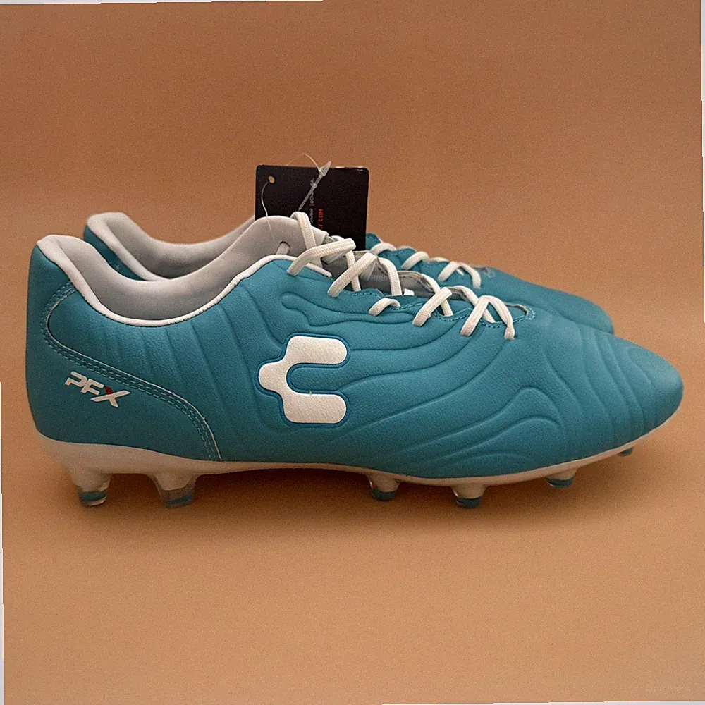 Charly Men’s Size 8.5 Storm PFX FG Soccer Cleats Turquoise / White 1029929 New