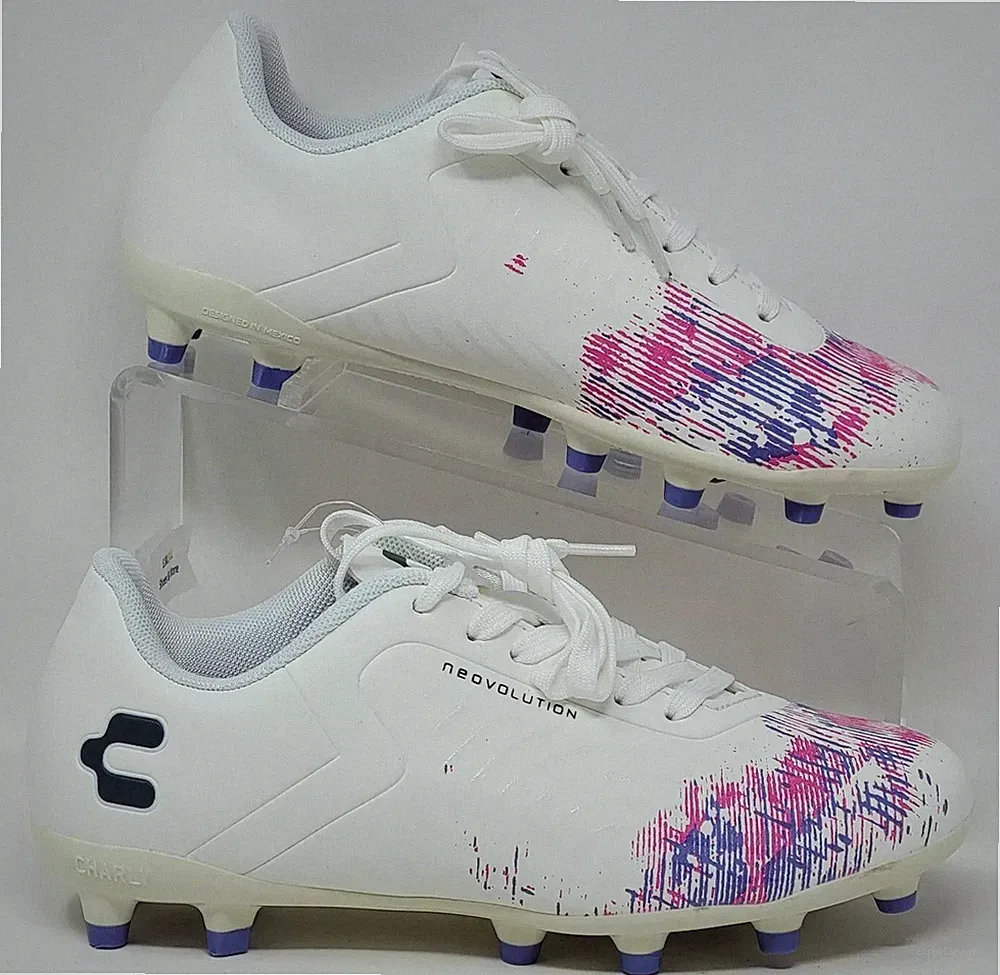 Charly Neovolution Select Jr White Pink Soccer Cleats Youth Size 5.5 New
