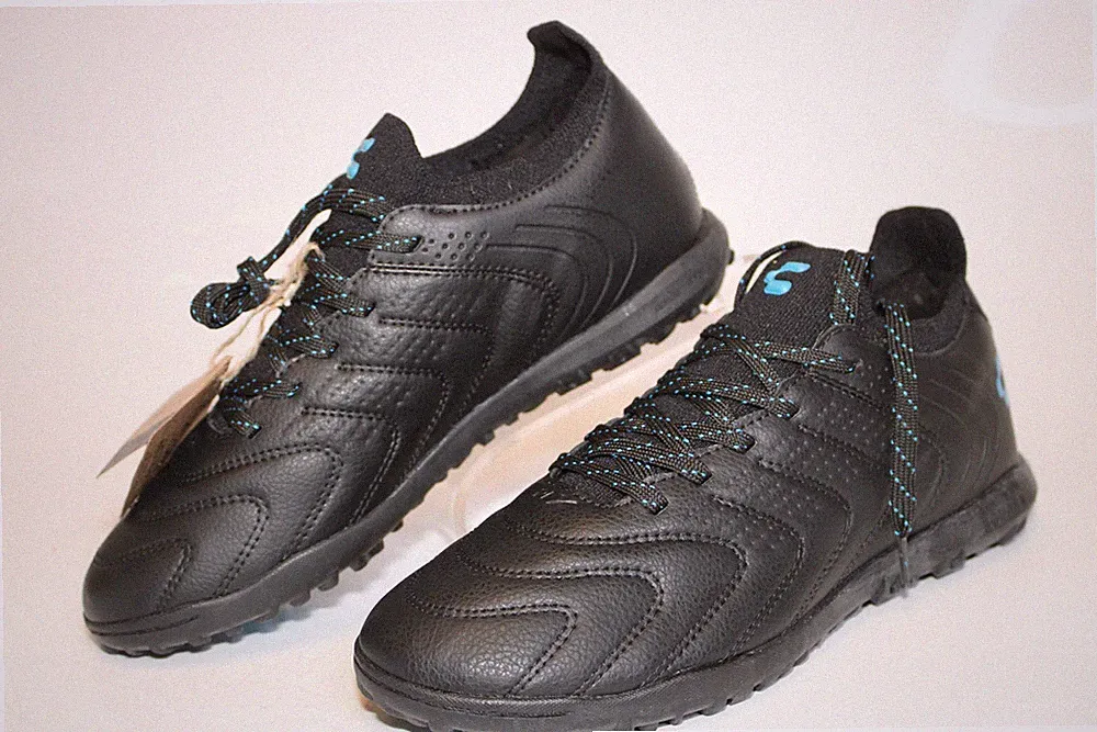 Charly NEW Encore Mens US 7 MX 25 NEW Black Leather Turf Soccer Shoes 1086367