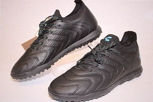 Charly NEW Turf Soccer Black Blue Leather Lace Up Mens US 7 MX 25 Shoes 1086367