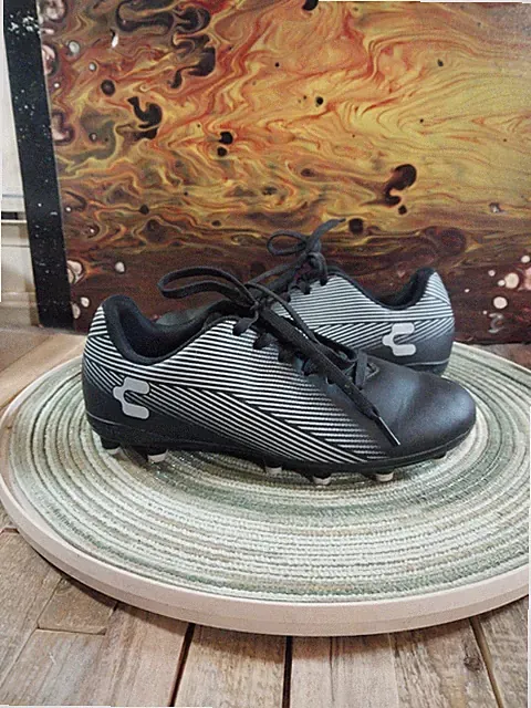 Charly Youth Soccer Cleats 1 Black Grey Laces