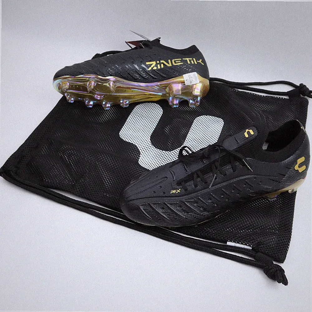Charly Zinetik PFX Soccer Cleats Men's 9 Black Gold Firm Ground FG w/ Bag $120