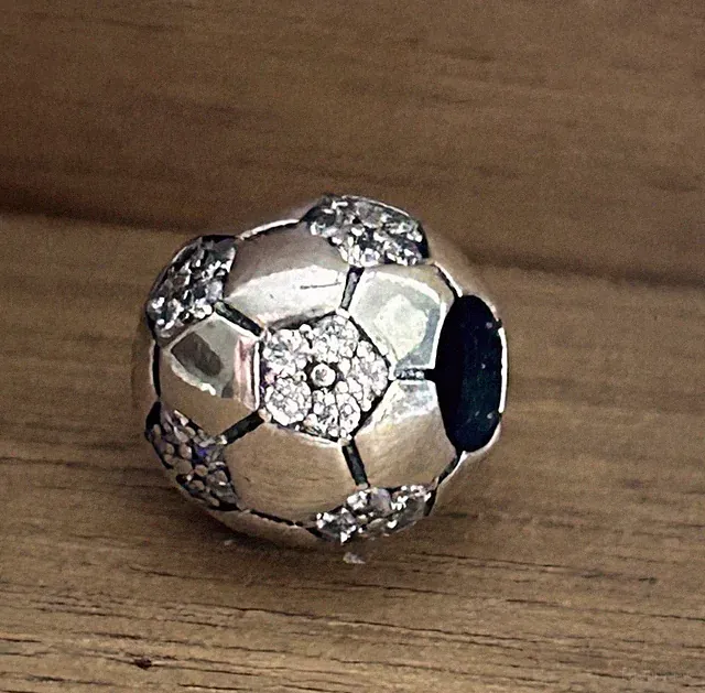 charm S925 Sterling silver charms Sparkling Soccer ball