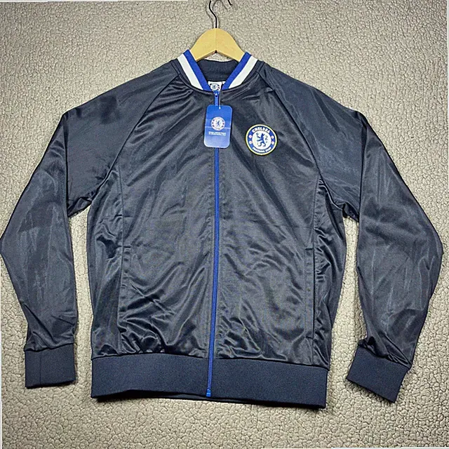 Chelsea FC Track Jacket Men L Full Zip Raglan Sleeve Navy Soccer Sportswear