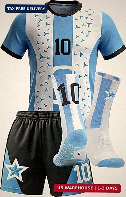 Children's Soccer Jersey Set Football Uniform Shorts Socks Age 8-9 Years
