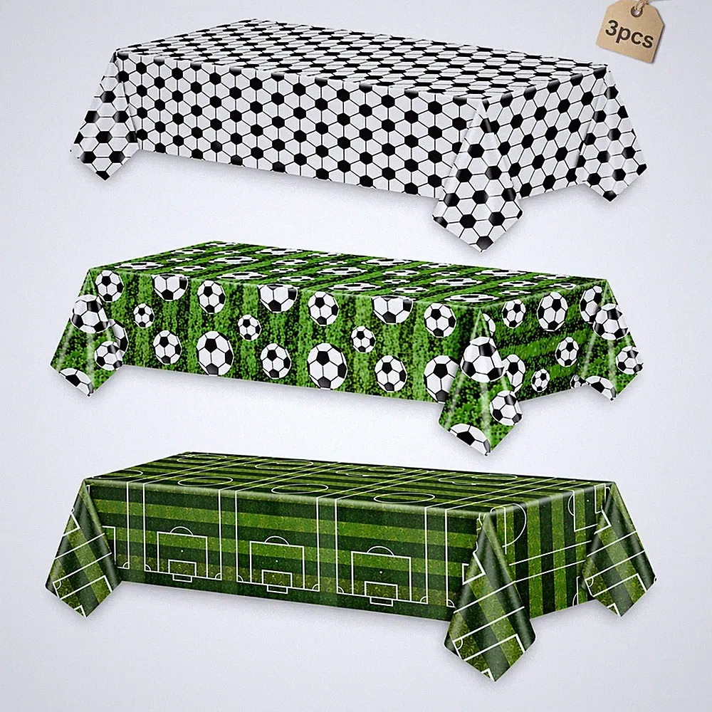 Chris.W Soccer Table Cloth 3Pcs - Birthday 54 x 108 Inch, Multi Color