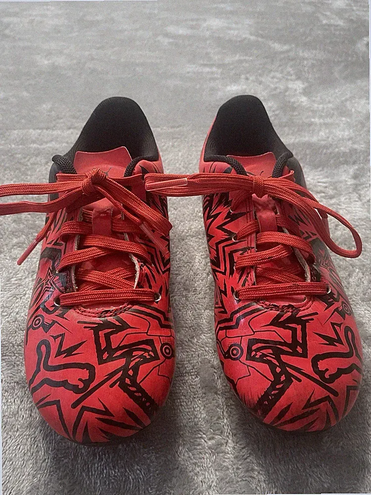 Cleats For Boys A Size 13 Kids Boys Tacto II CP FG/AG Jr Soccer Cleats Black RED
