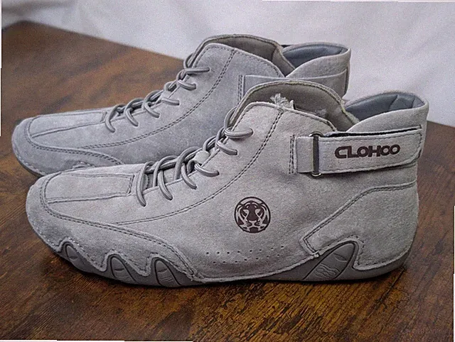 Clohoo Soft-Soled Ankle Boots Men's Cycling High-Top Leather Sneakers Sz 6.5 39