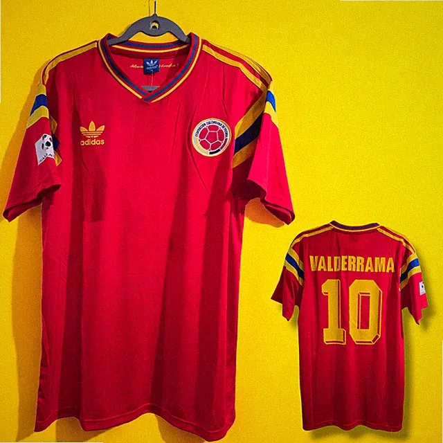 COLOMBIA AWAY World Cup 90 - JERSEY RETRO- VALDERRAMA 10 - Medium (Run Small)